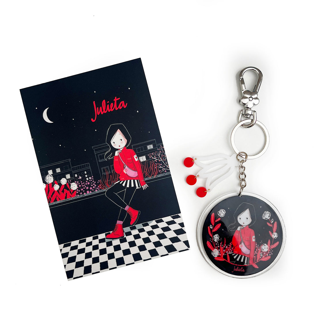 Llavero Colgante Julieta Terraza + Postal
