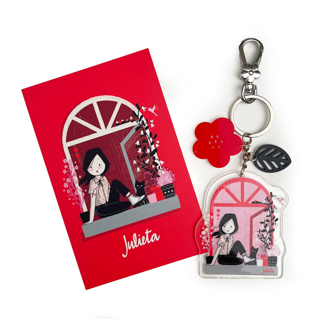 Llavero Colgante Julieta Ventana + Postal