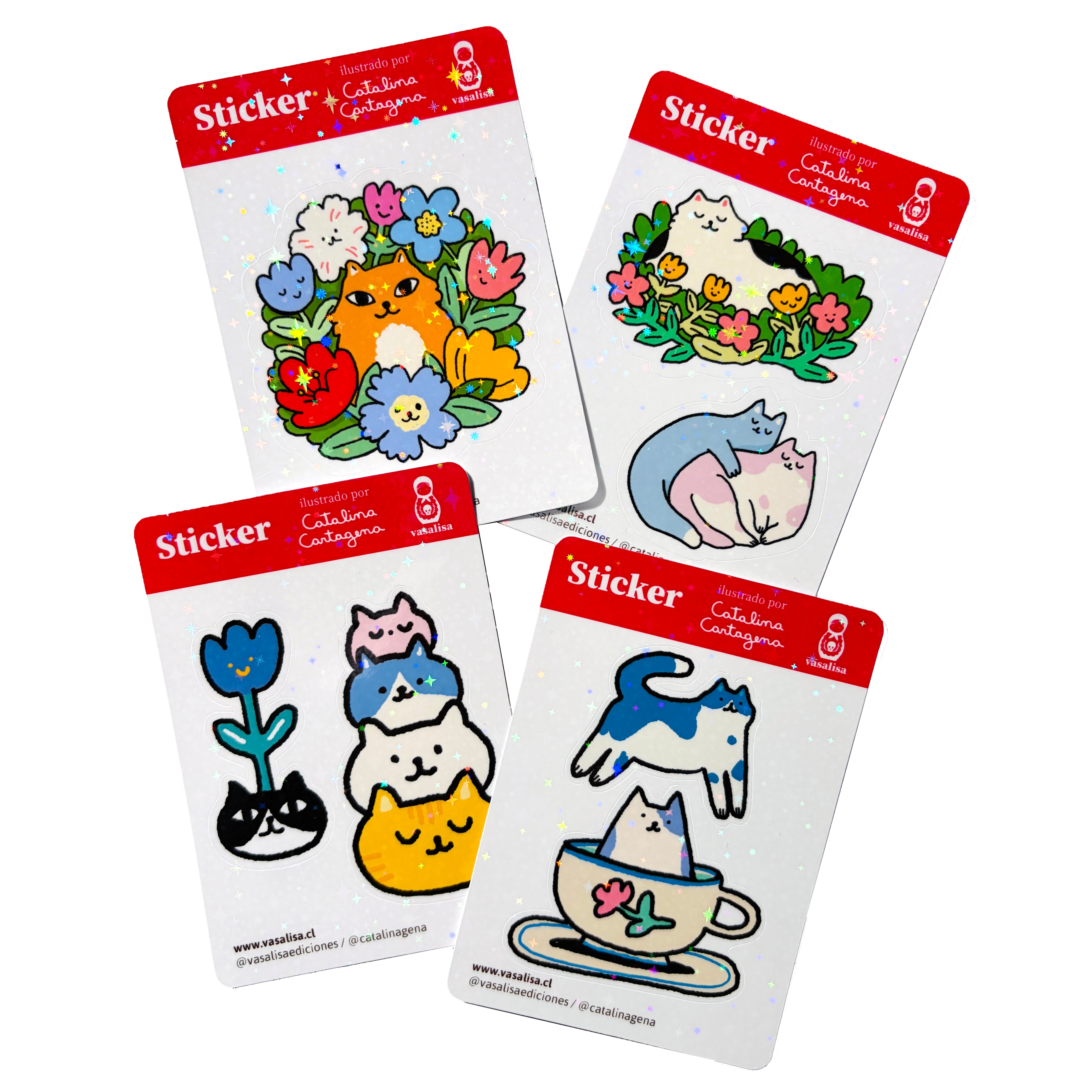 Set 4 Stickers Gatos