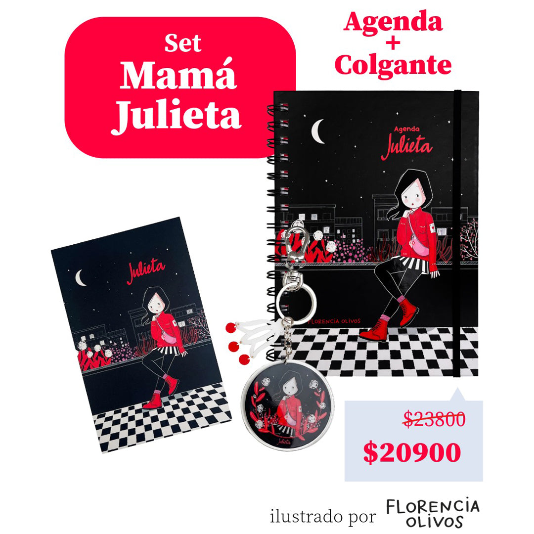 Set Agenda + Llavero Colgante con Postal Julieta Terraza