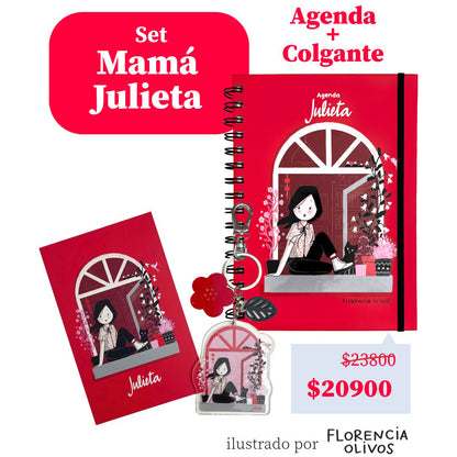 Set Agenda + Llavero Colgante con Postal Julieta Ventana