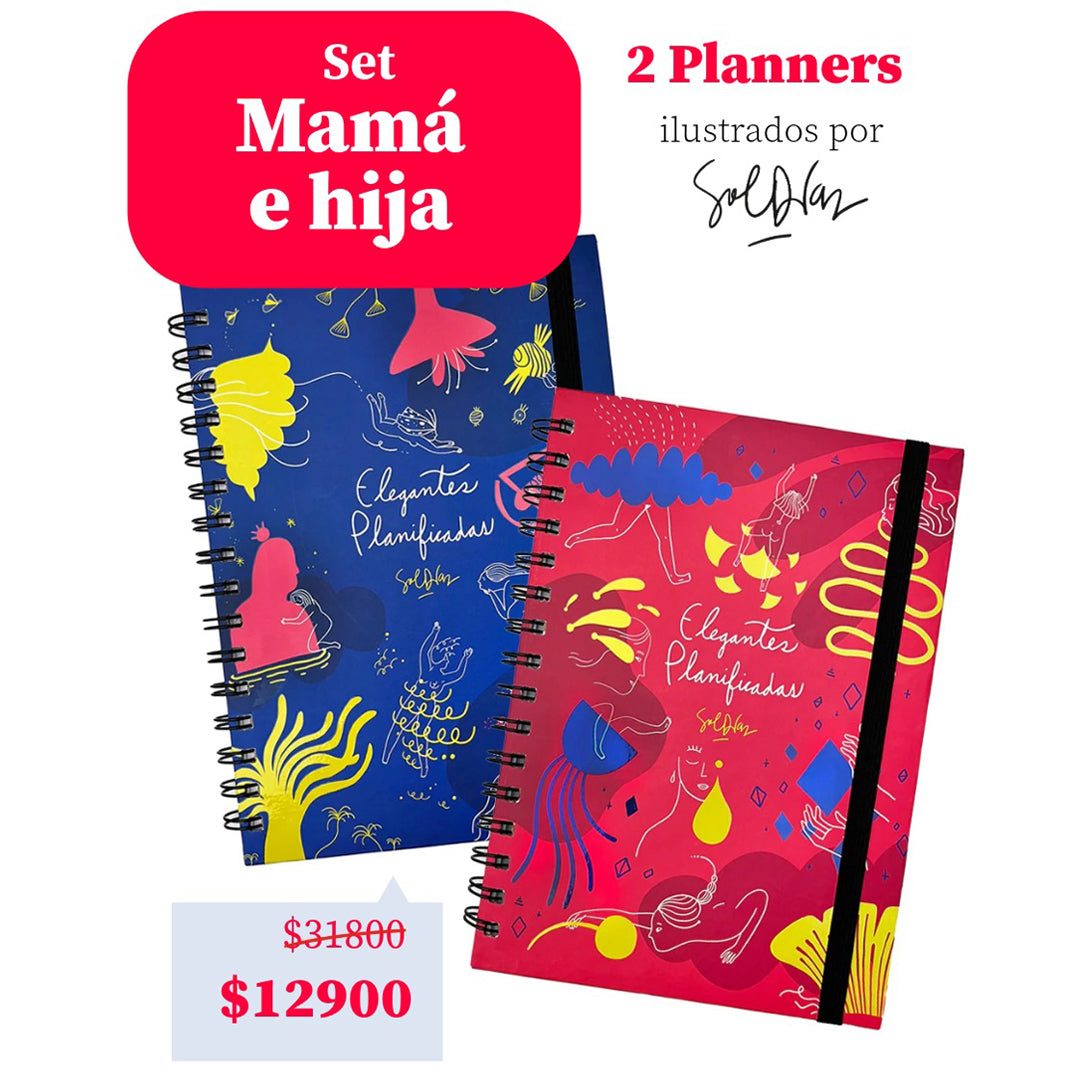 Set 2 Planners Sol Díaz - Tapa Azul + Tapa Roja