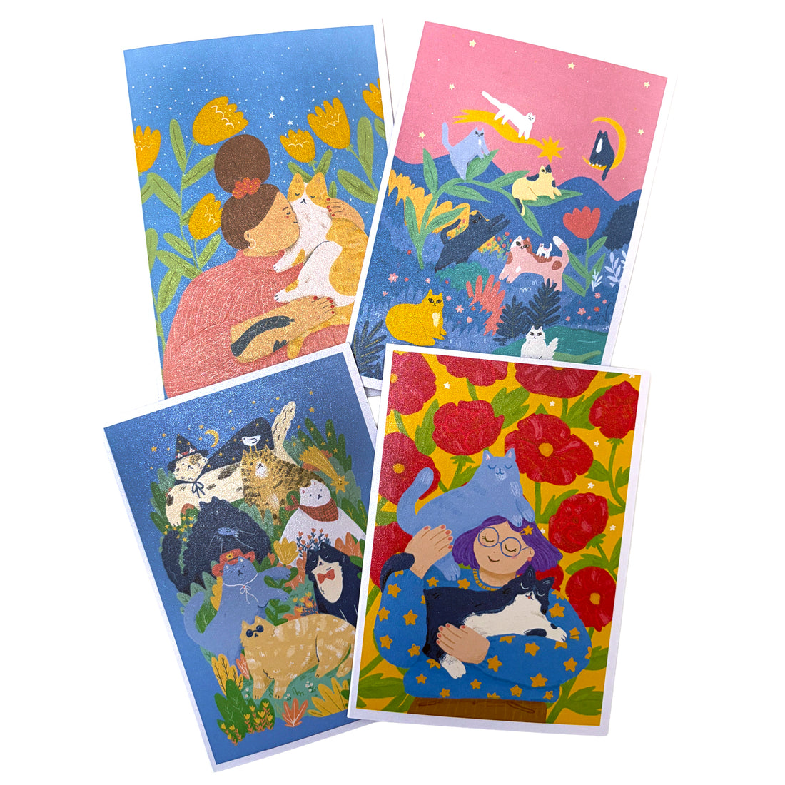 Set de 4 tarjetas ilustradas + Sobres